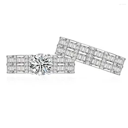 Cluster Rings Light Luxury Layered Pair Ring S925 Sterling Silver With Women's Diamond European And American Jewellery
