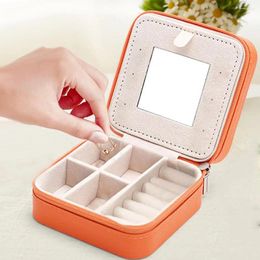 Jewellery Pouches Travel Case Elegant Box With Mirror Multi-compartment Organiser For Women Bridesmaid Gifts Rings