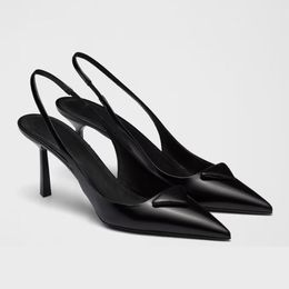 Slingback pump Women Dress Shoes designer heels Brushed Leather sandals High Heel womens stiletto heels ladies sandal Classic Wedding Party shoes with box