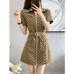 Damenkleid Fashion Letter Pinte Baumwollhemd Kleider Casual Polos Kleidung A-Linie Rock Frisch Mini Kleid Asian Größe S-2xl