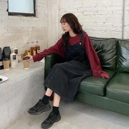 Casual Dresses Women Fashion Cowboy Strap Dress 2024 Spring Autumn Age Reduction Female Loose Student Mid-Length Dres