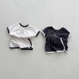 Clothing Sets 2024 Summer New Baby Short Sleeve Clothes Set Infant Boy Girl Letter Print T Shirts + Shorts 2pcs Suit Toddler Casual Outfits H240423