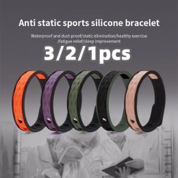 Strands 3/2/1pcs Silicone Bracelet Anti Static Negative Hologram Bracelet Static Elimination Bangles Water Proof Wristband