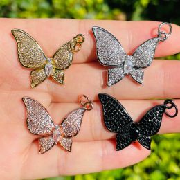 Strands 5pcs Cubic Zirconia Pave Butterfly Charm for Women Bracelet Necklace Making Exquisite Pendant Handcraft Jewellery Accessory Supply