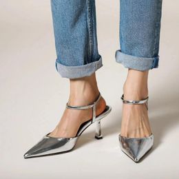 Dress Shoes Summer Sandals Thin Heel For Women Silver Gold Buckle Pumps Spring Autumn Elegant Slingback Sexy