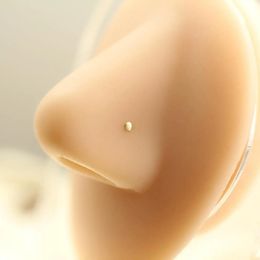 GOLDtutu 14K Yellow Gold Small Nose Ring Stud Nose Piercing Jewelry Tiny Bone Studs for Women and Men Au585 kj466 240423