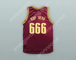 CUSTOM ANY Name Number Mens Youth/Kids MGK 666 RAP DEVIL MAROON BASKETBALL JERSEY Stitched S-6XL