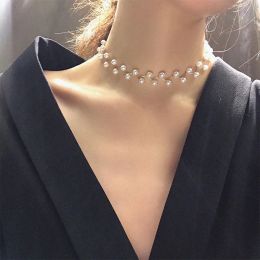 Necklaces Trendy Pearl Necklace Korean Fashion Jewellery for Women Neck Chain Choker Collar Accessories Gift Short Necklace Chain Female