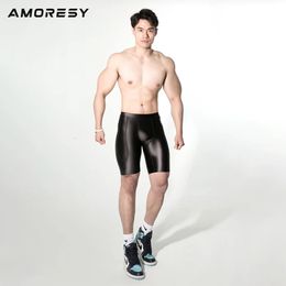 AMORESY Poseidon series medium waist elastic tight plastic breathable mens fitness shorts 240410