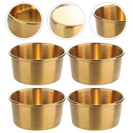 Plates 4 Pcs Mini Sauce Plate Dip Cups Child Snack Condiment Dish Stainless Steel Sushi Dishes