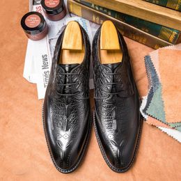 Dress Shoes Black /Coffee Mens Lace-Up Oxfords Pointed Toe Genuine Leather Wedding Business Flats Work