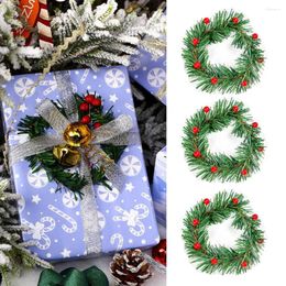 Decorative Flowers 3PCS Christmas Mini Wreath Artificial Berry Flower For Wedding Navidad Party Table Candle Holder Decoration DIY Crafts