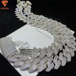 Full Iced Out d Colour Vvs Moissanite Cuban Necklace Bling Round Diamond Hip Hop Jewellery 925 Sterling Silver Men Cuban Link Chain