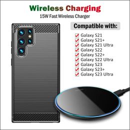 Chargers 15W Fast Qi Wireless Charger for Samsung Galaxy S23 S22 S21 Ultra Plus Phone Wireless Charging Pad with USB Cable Gift Case