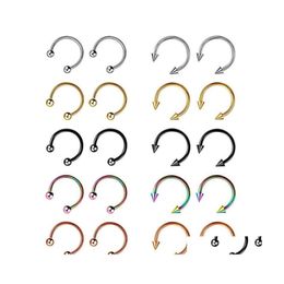 Nose Rings Studs Nose Rings Studs Fashion Stainless Steel Horseshoe Fake Ring C Clip Lip Piercing Stud Hoop For Women Men 6/8/10Mm D Dh2Zx