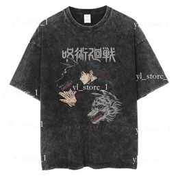 T-shirt maschile designer jujutsu kaisen maglietta lavata con manica anime gojo satoru