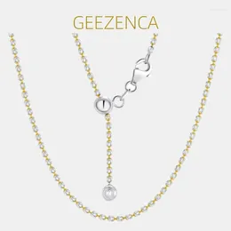 Chains GEEZENCA 925 Sterling Silver Two Tone Olive Beads Chain Necklace For Women 50cm Pull-out Design Chokers Necklaces 2024