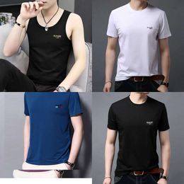 Silk Ice Quick Drying Clothes, Sports and Leisure Short Sleeved T-shirts, Popular Round Neck Vest, Breathable Fiess Men's Fashion Summer