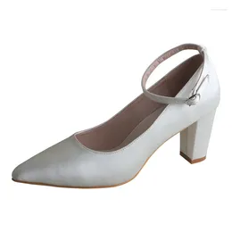 Dress Shoes Wedopus Customised Ankle Strap For Women Office Working Block Heels Ivory Pointed Toe Pumps