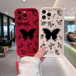 Cell Phone Bumpers Beautiful Butterfly Hot Funny Phone Case For OPPO Reno 2 3 4 5 6 7 7Z 8 8T 10 Pro Plus 4G 5G Soft TPU Back Cover With Hand Strap Y240423