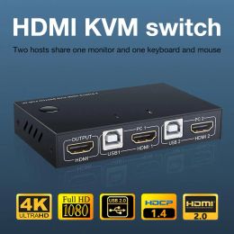 Hubs KVM HDMI Switch USB Switch Hub 4K HDMI Switcher Box 2 In 1 Switcher For Laptop HDTV Support For Windows For Linux For Chrome OS