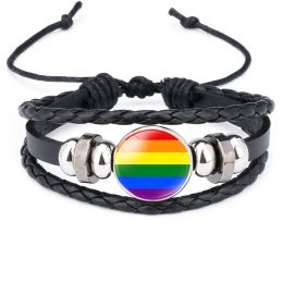 Strands New Accessories LGBT Gay Pride Theme Dome Glass Bracelet Handmade Bracelet