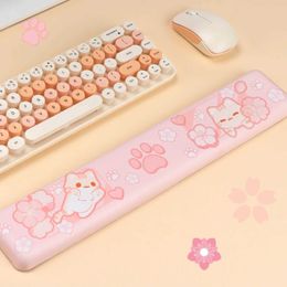 Mouse Pads Wrist Rests Wrist Rest Keyboard Sakura Cat Computer Desk Accessories Desk Mat Gamer Table for Pc Gaming Setup Mause Ped Pc Gamer Complete Y240423