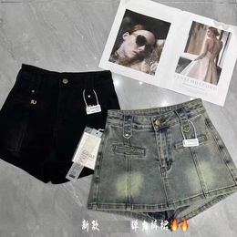 2024 designer new high-end Ladies Belt Jean shorts style brief layer Jean shorts, size S-3XL