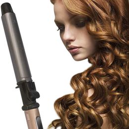 Hair Curlers Straighteners Professional nano titanium curler with diameter size and style equipped with LED digital blackgold automatic rotating curling iron Y24