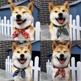 Collars Adjustable Dog Collar Japanese Bowknot Pet Neckerchief with Bell Shiba Inu Kimono Accessorie for Cat Dog Photography Cat Bow Tie