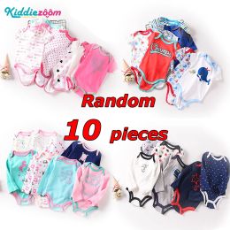 One-Pieces Kiddiezoom 10 Pieces Random Baby Bodysuits 024 Months Infant Cotton Jumpsuit Toddler Girl Summer Clothes Set Newborn Boy Romper
