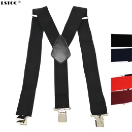 Waistcoats Large Strong Clips on Men Suspenders Unisex Braces 50mm Wide 5 Solid Colour High Elastic Adjustable Suspender Belt for Heavy Work