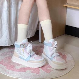 Casual Shoes Cute Sweet Heart For Women Lolita Spring Autumn Sneakers Platform Lace-up Height Increasing Fashion