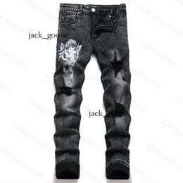 Purple Jeansdesigner Mens Jeans High Street America for Men Embroidery Oversize Ripped Patch Hole Denim 2023 New Fashion Streetwear Skinny Slim Penci 104