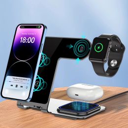 Chargers 3 in 1 Wireless Charging Station Portable Aluminum Alloy Phone Holder 15w Fast Charger Stand for iPhone 15 Samsung Xiaomi Huawei
