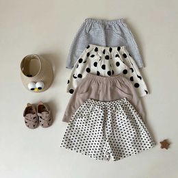 Shorts 2023 Summer New Baby Cotton Infant Girl Dot Print Toddler Boy Casual Pants Loose Children Clothes H240423