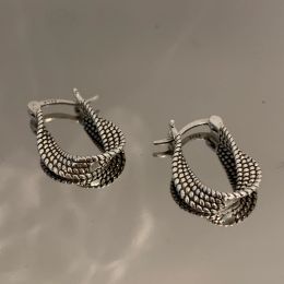 Earrings VENTFILLE Vintage Punk 925 Stamp Earrings for Women Girl Creative Twist Winding Geometric Handmade Party Silver Color Jewelry