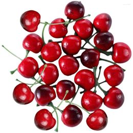 Party Decoration 40 Pcs Cherries Crafts Fake Cherry Ornament Cake Decorations Decorative Fruit Model Blossoms