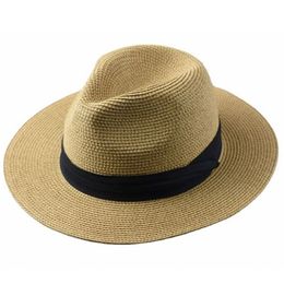 Large Size Panama Hats Lady Beach Wide Brim Straw Hat Man Summer Sun Cap Plus Size Fedora Hat 55-57cm 58-60cm 61-64cm 240418
