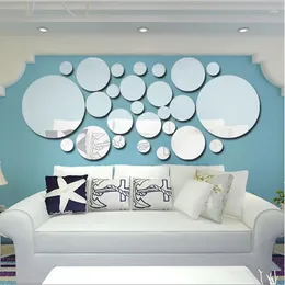 Wall Stickers 26 Pcs/lot Sticker 3D Round Acrylic DIY Mirror Home Decor Bedroom Living Room Bathroom Decoration