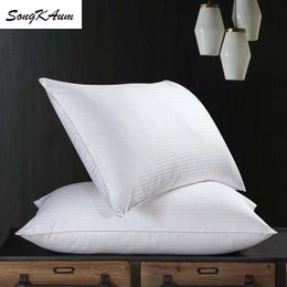 SongKAum 100% Mulberry Silk pillow Five-star el child adult health care pillows 100% Cotton Satin stripe Cover Neck guard 240410