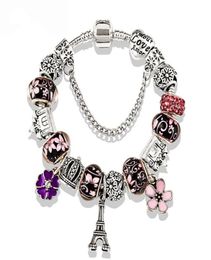 European charm bead Eiffel Tower Bracelet pendant silver plated bracelet Suitable for P style bracelet jewelry9514260