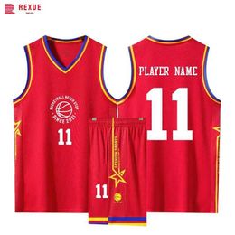 Fans Tops Tees New in Child Man Basketball Jersey Wear Set Blank Custom Quick Dry Men Kids Team Match Training Basketball Uniforms Clothing Y240423