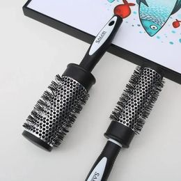 2024 new Hair Styling Hair Brush Nylon Comb Cylinder Curly Hair Rolling Comb Thermal Aluminum Tube Round Barrel Comb Curly Tool for Hair