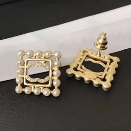 Various Fashion Studs Earrings Pearl Designer Jewellery Brand Letter Stud Diamond Earring Luxury Women 18K Gold Plated Valentine Wedding Gift