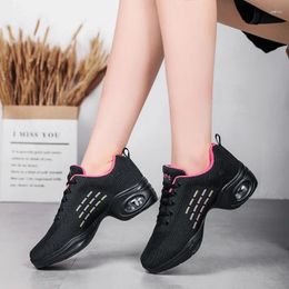 Casual Shoes Modern Dancing Women's Soft Sole Mesh Breathable Surface Mid-heel Square Dance Ladies Vulcanized