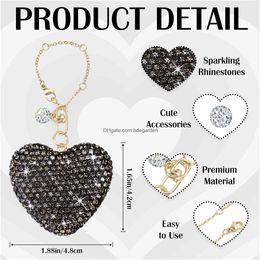 Keychains Lanyards Glitter Heart Shape Charm Accessories For Cup Water Bottle Chain /Simple Modern Tumbler With Handle Bling Cute Lo Otxp2