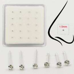 Jewellery 925 sterling silver 1.5mm Nose Stud Tiny nose pin piercing nariz Jewellery 20pcs/pack