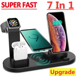 Chargers 7 in 1 15W Wireless Charger Stand Pad For iPhone 14 13 12 Apple Watch Fast Charging Dock Station for Airpods Pro iWatch 8 7