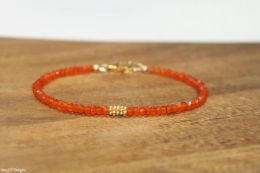 Bracelets Carnelian Bracelet, Vermeil or Sterling Silver Bali Beads, Carnelian Jewelry, Stacking, Bracelets for Her. Gemstone